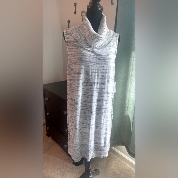 NWT, a.n.a. White & Black Spacedye lightweight tunic sweater vest, Sz. 0X - Picture 6 of 13